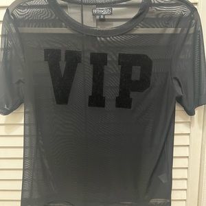Sheer black crop top VIP new with out tag